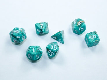 Marble - Mini-Hedral - Oxi-Copper w/White - 7-Dice Set