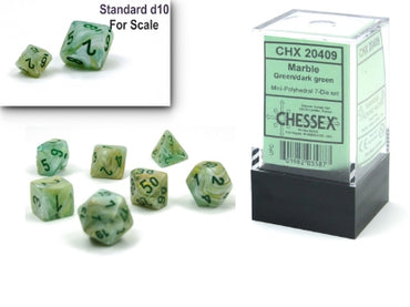 Marble - Mini-Hedral - Green w/Dark Green - 7-Dice Set