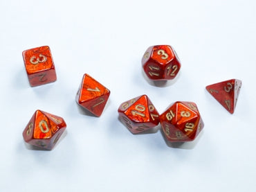 Scarab - Mini-Hedral - Scarlet w/Gold - 7-Dice Set