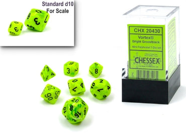 Vortex - Mini-Hedral - Bright Green w/Black - 7-Dice Set