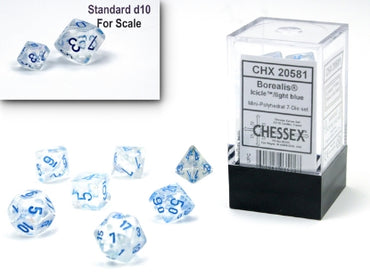 Borealis - Mini Hedral - Icicle w/Light Blue Luminary - 7-Dice Set