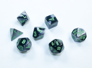 Gemini - Mini-hedral - Black-Grey w/Green - 7-Die Set