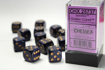 Speckled - Golden Cobalt - 16mm d6 Dice Block (12 dice)