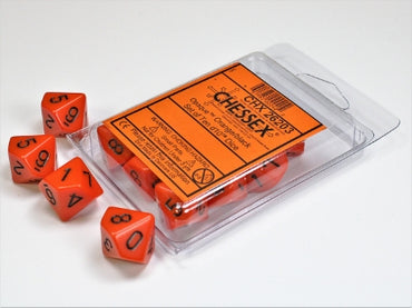 Opaque - Orange w/Black - Set of Ten d10s