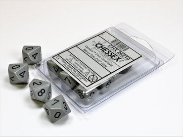 Opaque - Dark Grey w/Black - Set of Ten d10s