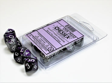 Gemini - Purple-Steel w/White - Set of Ten d10s