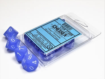 Frosted - Blue w/White - Set of Ten d10s