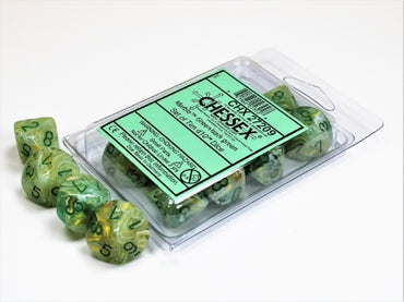 Marble - Green w/Dark Green - Set of Ten d10s