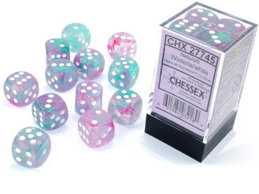 Nebula - Wisteria w/White Luminary - 16mm d6 Dice Block (12 dice)