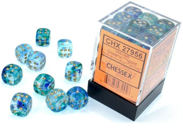 Nebula - Oceanic w/Gold Luminary - 12mm d6 Dice Block (36 dice)