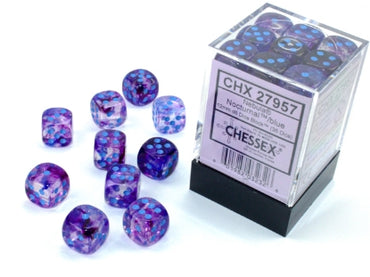 Nebula - Nocturnal w/Blue Luminary - 12mm d6 Dice Block (36 dice)