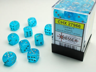 Luminary - Sky w/Silver - 12mm d6 Dice Block (36 dice)