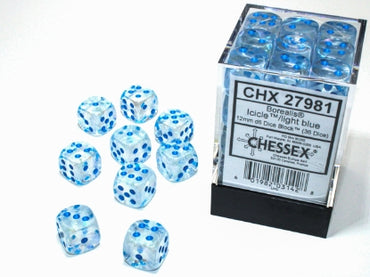 Borealis - Icicle w/Light Blue Luminary - 12mm d6 Dice Block (36 dice)