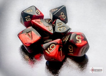 Gemini - Mini-hedral - Black-Red w/Gold - 7-Die Set