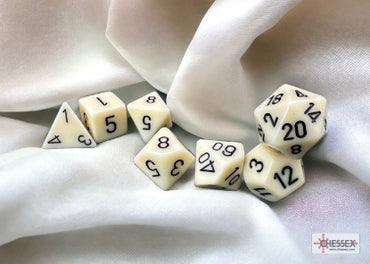 Opaque - Ivory w/Black - Polyhedral 7-Dice Set