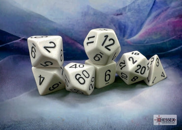 Opaque - White w/Black - Polyhedral 7-Dice Set