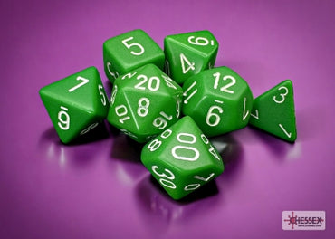 Opaque - Green w/White - Polyhedral 7-Dice Set