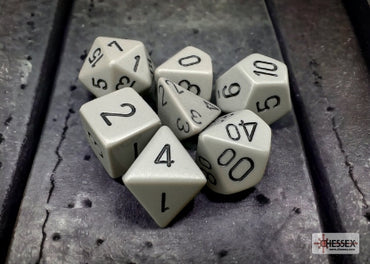 Opaque - Dk. Grey w/Black - Polyhedral 7-Dice Set