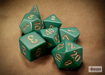 Opaque - Dusty Green w/Copper - Polyhedral 7-Dice Set