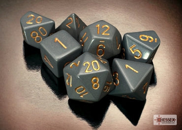 Opaque - Dark Grey w/Copper - Polyhedral 7-Dice Set