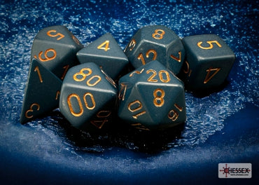 Opaque - Dusty Blue w/Copper - Polyhedral 7-Dice Set