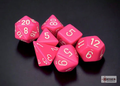 Opaque - Pink w/White - Polyhedral 7-Dice Set