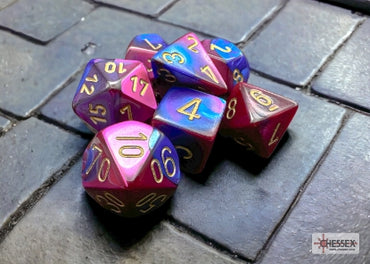 Gemini - Blue-Purple w/Gold - Polyhedral 7-Die Set