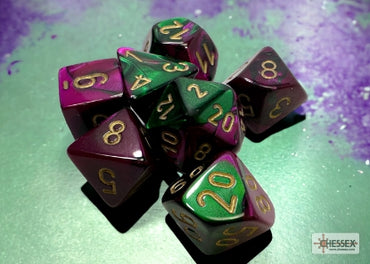 Gemini - Green-Purple w/Gold - Polyhedral 7-Die Set