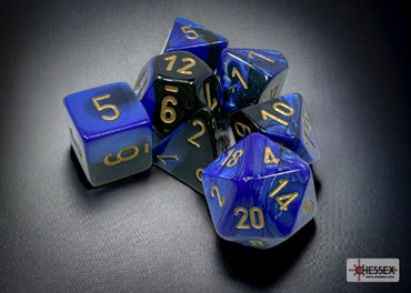 Gemini - Black-Blue w/Gold - Polyhedral 7-Die Set