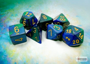 Gemini - Blue-Green w/Gold - Polyhedral 7-Die Set