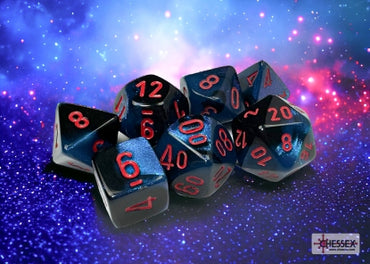 Gemini - Black-Starlight w/Red - Polyhedral 7-Die Set