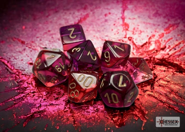 Gemini - Translucent Red-Violet w/Gold - Polyhedral 7-Die Set