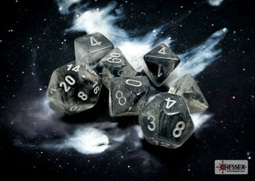 Borealis - Light Smoke w/Silver Luminary - Polyhedral 7-Dice Set