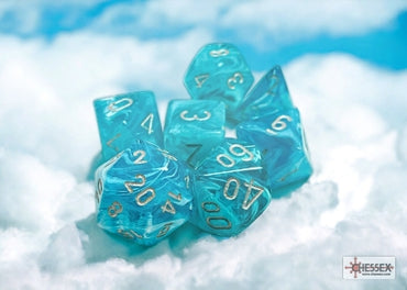 Cirrus - Aqua w/Sliver - Polyhedral 7-Dice Set