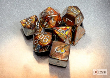 Lustrious - Gold w/Silver - Polyhedral 7-Dice Set