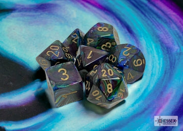 Lustrious - Purple w/Gold - Polyhedral 7-Dice Set