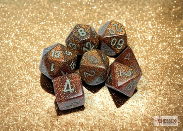 Glitter - Gold w/Silver - Polyhedral 7-Dice Set