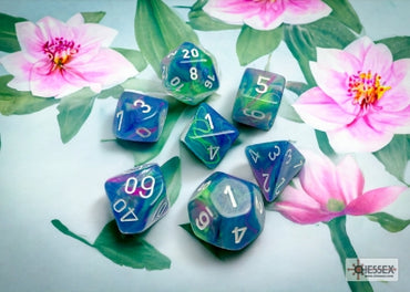 Festive - Waterliliy w/White - Polyhedral 7-Dice Set