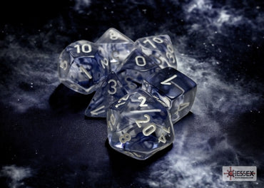 Nebula - Black w/White - Polyhedral 7-Dice Set