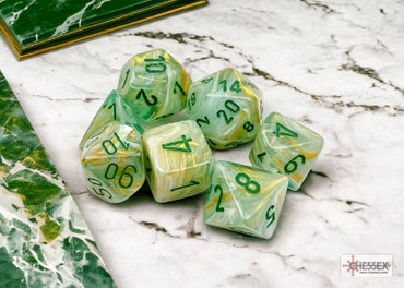 Marble - Green w/Dark Green - Polyhedral 7-Dice Set