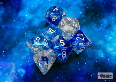 Nebula - Dark Blue w/White - Polyhedral 7-Dice Set