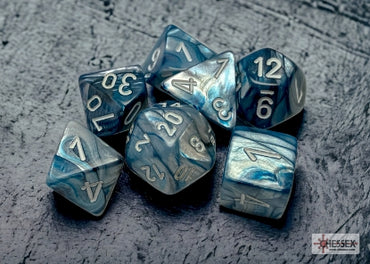 Lustrious - Slate w/White - Polyhedral 7-Dice Set