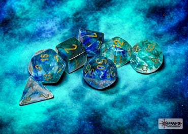 Nebula - Oceanic w/Gold Luminary - Polyhedral 7-Dice Set