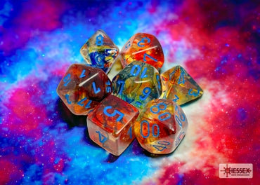 Nebula - Primary w/Blue Luminary - Polyhedral 7-Dice Set