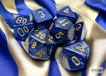 Scarab - Royal Blue w/Gold - Polyhedral 7-Dice Set