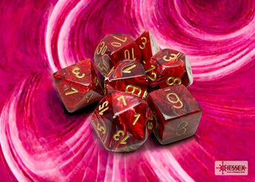 Vortex - Burgundy w/Gold - Polyhedral 7-Dice Set